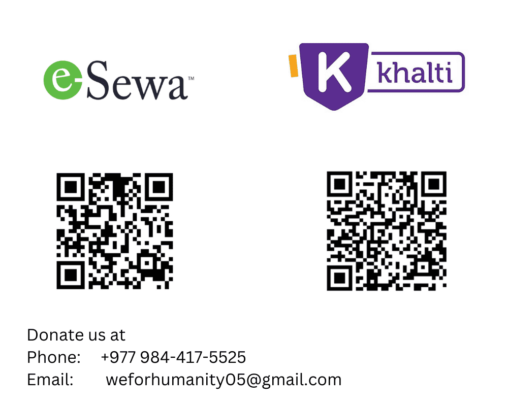 Support financially using Esewa, Khalti and Bank Account